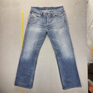 Diesel Jeans Mens 34x32 Blue Kuratt Light Wash Relaxed Straight Button Fly Italy